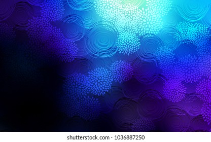 Dark BLUE vector abstract doodle template. Creative illustration in blurred style with flowers. Brand-new design for your business.