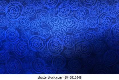 Dark BLUE vector abstract doodle pattern. Doodle illustration of roses in Origami style with gradient. The best blurred design for your business.