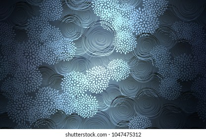 Dark BLUE vector abstract doodle pattern. A completely new color illustration in doodle style with flowers. The elegant pattern can be used as a part of a brand book.