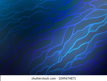 Dark BLUE vector abstract doodle texture. Colorful abstract illustration with lines in Asian style. Hand painted design for web, leaflet, textile.
