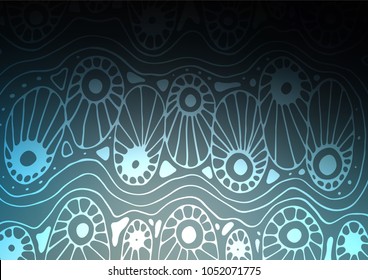 Dark BLUE vector abstract doodle texture. Ethnic elegant natural pattern with gradient. The elegant pattern can be used as a part of a brand book.