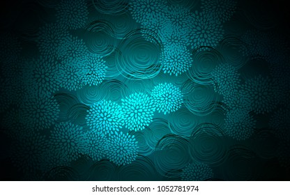 Dark BLUE vector abstract doodle template. Modern geometrical abstract illustration with flowers. The pattern can be used for wallpapers and coloring books.