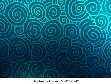 Dark BLUE vector abstract doodle template. Doodles on blurred abstract background with gradient. Hand painted design for web, wrapping, wallpaper.