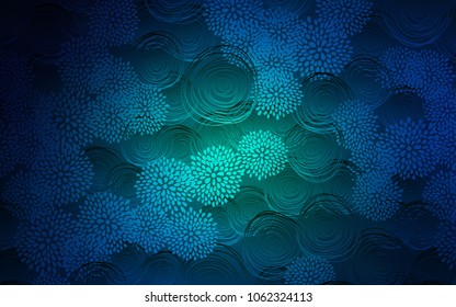 Dark BLUE vector abstract doodle wallpaper. A completely new color illustration in doodle style with flowers. The doodle design can be used for your web site.