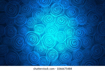 Dark BLUE vector abstract doodle wallpaper. Creative illustration in blurred style with roses. The best blurred design for your business.