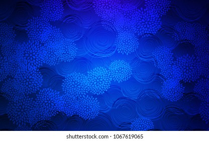 Dark BLUE vector abstract doodle pattern. An elegant bright illustration with flowers in Natural style. The template can be used as a background for cell phones.