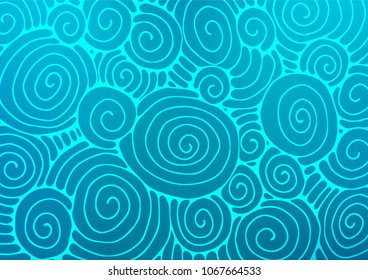 Dark BLUE vector abstract doodle texture. Doodles on blurred abstract background with gradient. The elegant pattern can be used as a part of a brand book.