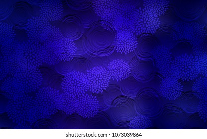 Dark BLUE vector abstract doodle background. Colorful illustration in doodle style with flowers. A completely new template for your business design.