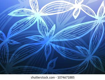 Dark BLUE vector abstract doodle pattern. Blurred decorative design in Indian style with Zen tangles. The textured pattern can be used for website.