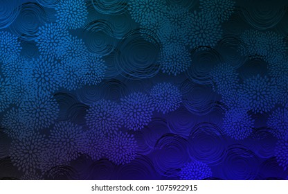 Dark BLUE vector abstract doodle pattern. Blurred decorative design in Indian style with flowers. Brand-new design for your business.