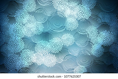 Dark BLUE vector abstract doodle wallpaper. Colorful illustration in doodle style with flowers. The pattern can be used for wallpapers and coloring books.