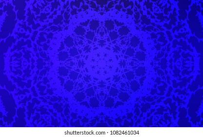 Dark BLUE vector abstract doodle template. Blurred decorative design in Indian style with lines drown by child. Brand-new design for your business.
