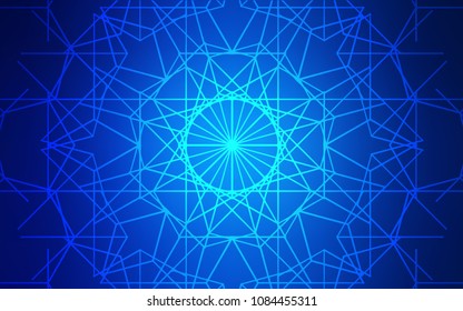 Dark BLUE vector abstract doodle pattern. Blurred decorative design in Indian style with lines drown by child. A new texture for your design.