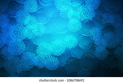 Dark BLUE vector abstract doodle background. A vague abstract illustration with flowers in doodles style. Brand-new style for your business design.