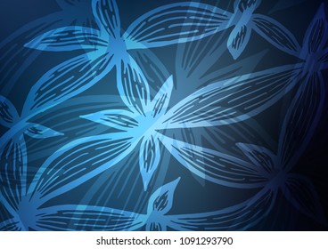 Dark BLUE vector abstract doodle pattern. Brand-new colored illustration in blurry style with doodles. Brand-new design for your business.