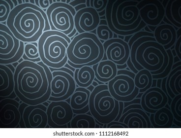 Dark BLUE vector abstract doodle template. Colorful abstract illustration with lines in Asian style. Hand painted design for web, leaflet, textile.