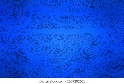 Dark BLUE vector abstract doodle wallpaper. Blurred decorative design in Indian style with roses. Hand painted design for web, wrapping, wallpaper.