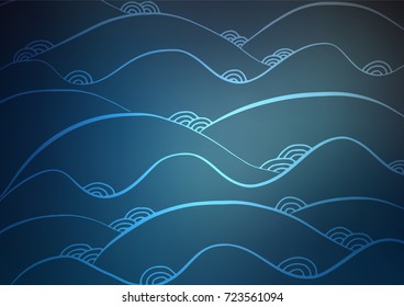 Dark BLUE vector abstract doodle background. Brand-new colored illustration in blurry style with doodles. Hand painted design for web, leaflet, textile.