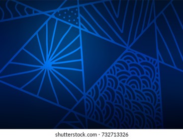Dark BLUE vector abstract doodle texture. A completely new color illustration in doodle style. The pattern can be used for wallpapers and coloring books.