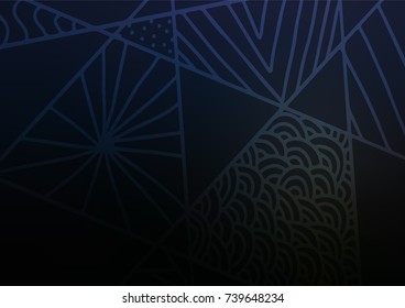 Dark BLUE vector abstract doodle pattern. A completely new color illustration in doodle style. Hand painted design for web, wrapping, wallpaper.