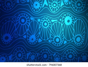 Dark BLUE vector abstract doodle texture. Shining colored illustration with doodles in Zen tangle style. Brand-new style for your business design.