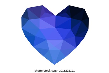 DARK BLUE vector abstract glitter heart shape on white background in love concept for valentine's day with sweet and romantic moment. Polygonal design for your business.