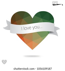 DARK BLUE vector abstract glitter heart shape on white background in love concept for valentine's day with sweet and romantic moment. Polygonal design for your business.