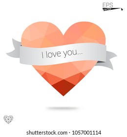 DARK BLUE vector abstract glitter heart shape on white background in love concept for valentine's day with sweet and romantic moment. Polygonal design for your business.