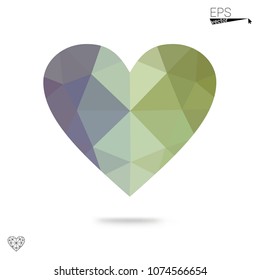 DARK BLUE vector abstract glitter heart shape on white background in love concept for valentine's day with sweet and romantic moment. Polygonal design for your business.