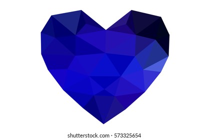 DARK BLUE vector abstract glitter heart shape on white background in love concept for valentine's day with sweet and romantic moment. Polygonal design for your business.