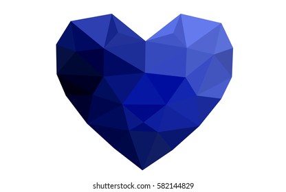DARK BLUE vector abstract glitter heart shape on white background in love concept for valentine's day with sweet and romantic moment. Polygonal design for your business.