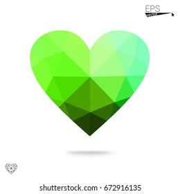 DARK BLUE vector abstract glitter heart shape on white background in love concept for valentine's day with sweet and romantic moment. Polygonal design for your business.