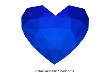 DARK BLUE vector abstract glitter heart shape on white background in love concept for valentine's day with sweet and romantic moment. Polygonal design for your business.