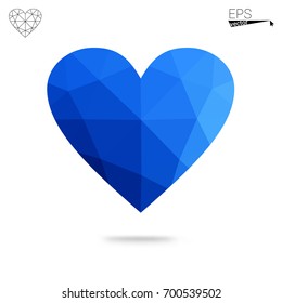 DARK BLUE Vektorillustration abstrakte glitzernde Herzform auf weißem Hintergrund in Liebeskonzept für den Valentinstag mit süßem und romantischem Augenblick. Polygonales Design für Ihr Unternehmen.