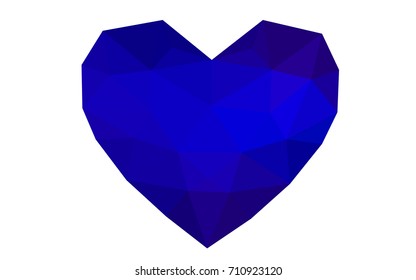 DARK BLUE vector abstract glitter heart shape on white background in love concept for valentine's day with sweet and romantic moment. Polygonal design for your business.