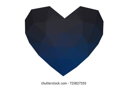 DARK BLUE vector abstract glitter heart shape on white background in love concept for valentine's day with sweet and romantic moment. Polygonal design for your business.