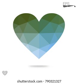 DARK BLUE vector abstract glitter heart shape on white background in love concept for valentine's day with sweet and romantic moment. Polygonal design for your business.