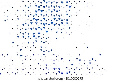 Dark BLUE vector abstract lovely pattern with Hearts on white background. Happy Valentine's Day Greeting Card with small hearts. Stock template for your romantic ad, leaflet, banner.