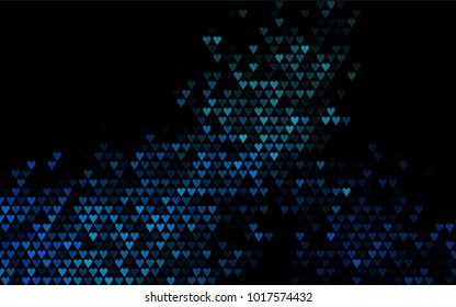 Dark BLUE vector abstract lovely pattern with Hearts on white background. Happy Valentine's Day Greeting Card with small hearts. Stock template for your romantic ad, leaflet, banner.