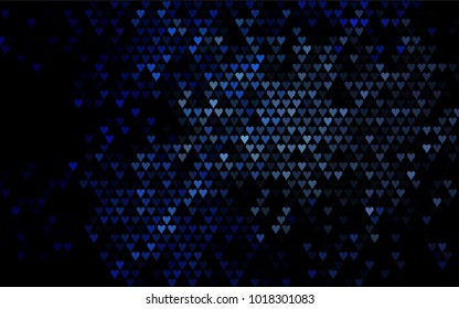 Dark BLUE vector abstract lovely pattern with Hearts on white background. Happy Valentine's Day Greeting Card with small hearts. Stock template for your romantic ad, leaflet, banner.
