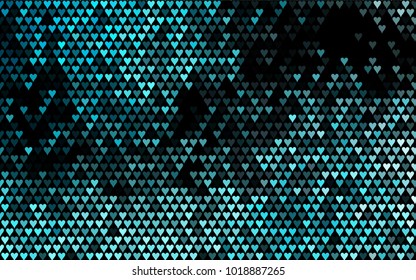 Dark BLUE vector abstract lovely pattern with Hearts on white background. Happy Valentine's Day Greeting Card with small hearts. Stock template for your romantic ad, leaflet, banner.