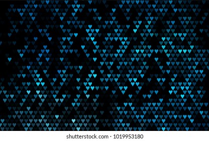 Dark BLUE vector abstract lovely pattern with Hearts on white background. Happy Valentine's Day Greeting Card with small hearts. Stock template for your romantic ad, leaflet, banner.