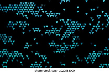 Dark BLUE vector abstract lovely pattern with Hearts on white background. Happy Valentine's Day Greeting Card with small hearts. Stock template for your romantic ad, leaflet, banner.