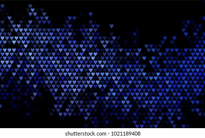 Dark BLUE vector abstract lovely pattern with Hearts on white background. Happy Valentine's Day Greeting Card with small hearts. Stock template for your romantic ad, leaflet, banner.