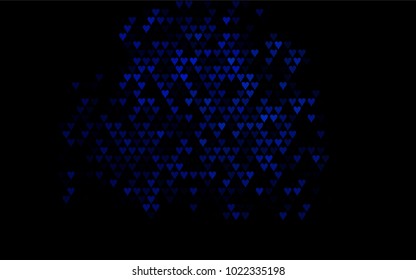 Dark BLUE vector abstract lovely pattern with Hearts on white background. Happy Valentine's Day Greeting Card with small hearts. Stock template for your romantic ad, leaflet, banner.