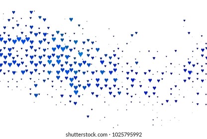 Dark BLUE vector abstract lovely pattern with Hearts on white background. Happy Valentine's Day Greeting Card with small hearts. Stock template for your romantic ad, leaflet, banner.