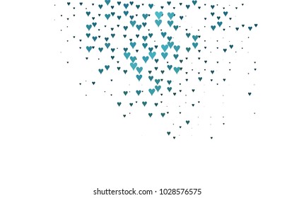 Dark BLUE vector abstract lovely pattern with Hearts on white background. Happy Valentine's Day Greeting Card with small hearts. Stock template for your romantic ad, leaflet, banner.