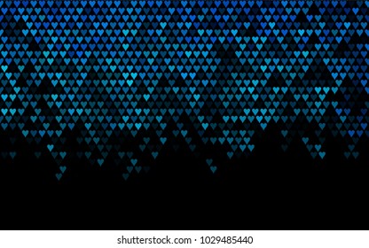 Dark BLUE vector abstract lovely pattern with Hearts on white background. Happy Valentine's Day Greeting Card with small hearts. Stock template for your romantic ad, leaflet, banner.