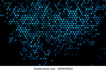 Dark BLUE vector abstract lovely pattern with Hearts on white background. Happy Valentine's Day Greeting Card with small hearts. Stock template for your romantic ad, leaflet, banner.