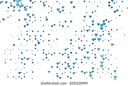 Dark BLUE vector abstract lovely pattern with Hearts on white background. Happy Valentine's Day Greeting Card with small hearts. Stock template for your romantic ad, leaflet, banner.